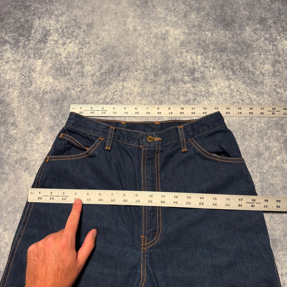Vintage 70s Wrangler Jeans High Waisted Straight Leg Dark Wash Made in USA Sz 12 - Picture 5 of 10